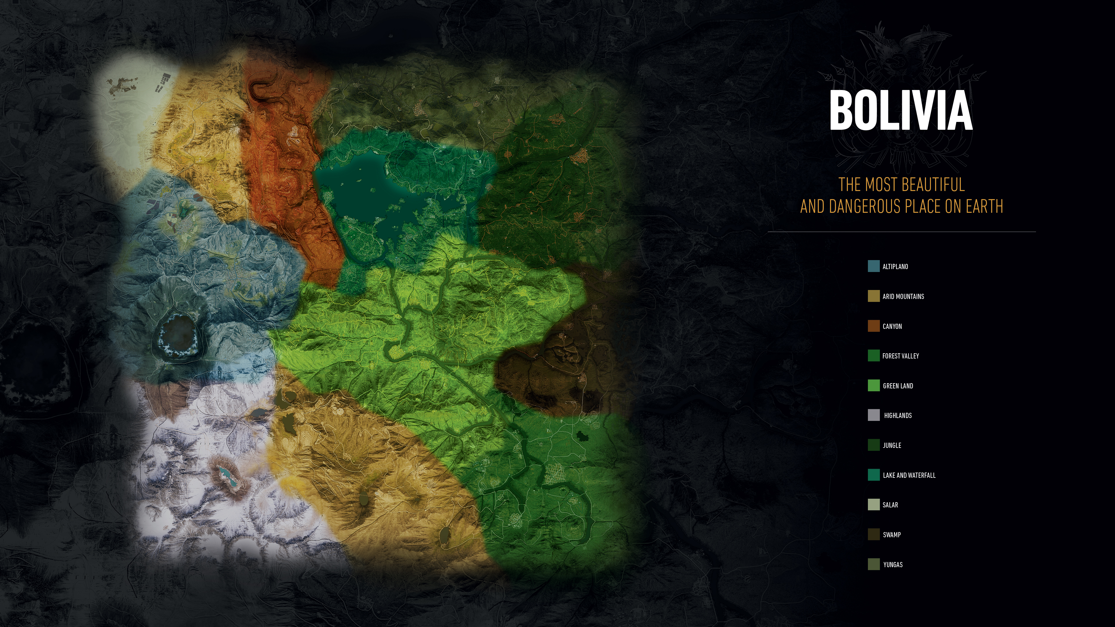 Мир томе игры. Tom Clancy s Ghost Recon Wildlands карта. Карта том Клэнси ВИЛДЛАНДС. Tom Clancy's Wildlands карта оружия.