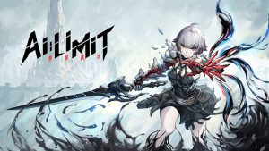 Промо-арт к игре AI Limit с изображением женского персонажа с серыми волосами в броне